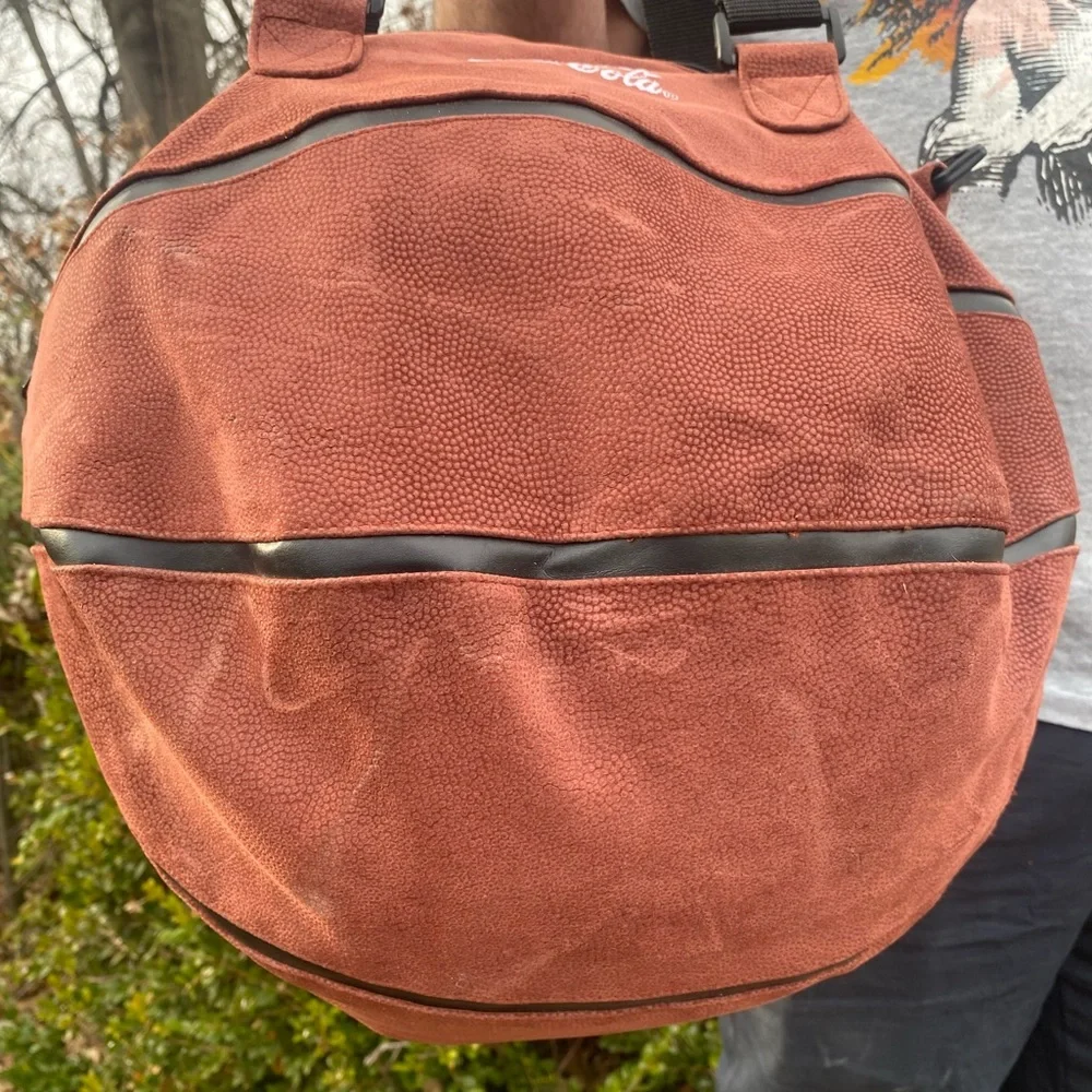 Rare 90s Textured Coca Cola Basketball Shaped Novelty Gym Bag